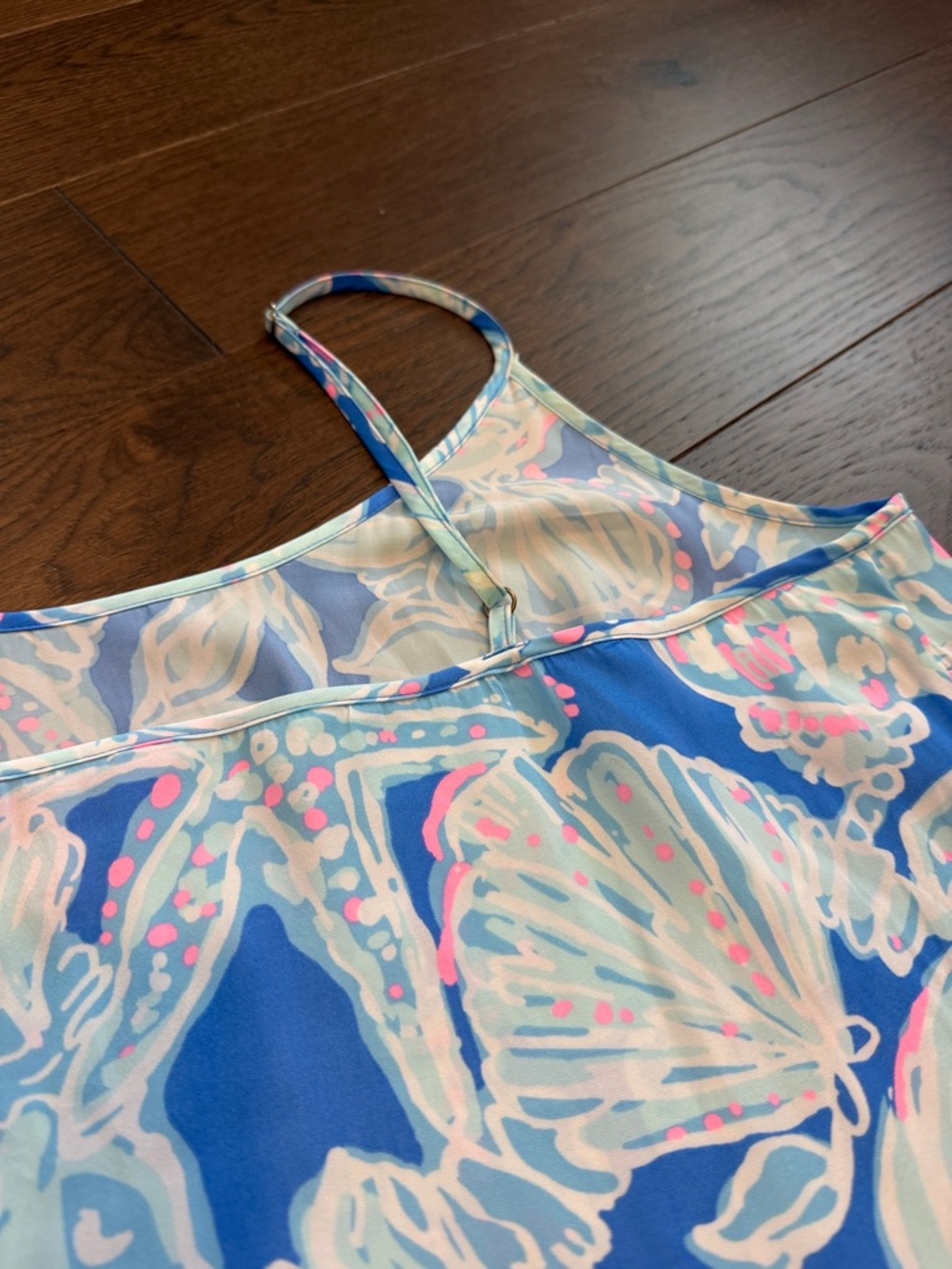 Lilly Pulitzer Coral Tank Into the Deep Ruffle Hem Size Large - C40-038 - Picture 8 of 8